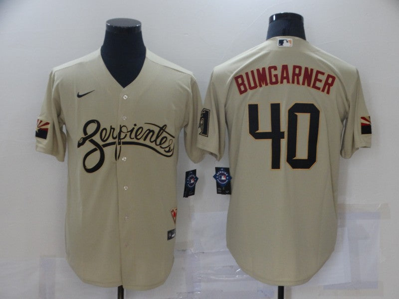 Men's Arizona Diamondbacks Madison Bumgarner #44.8 Beige Replica Baseball Jersey