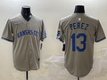 Men's Kansas City Royals Salvador Perez #13 Gray Limited Player Jersey