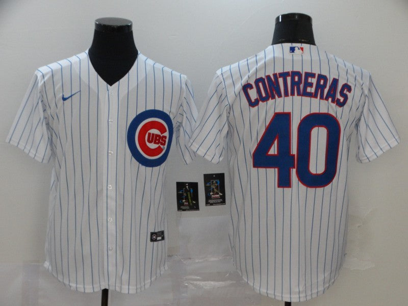 Men's Chicago Cubs Willson Contreras #44.8 White Replica Baseball Jersey