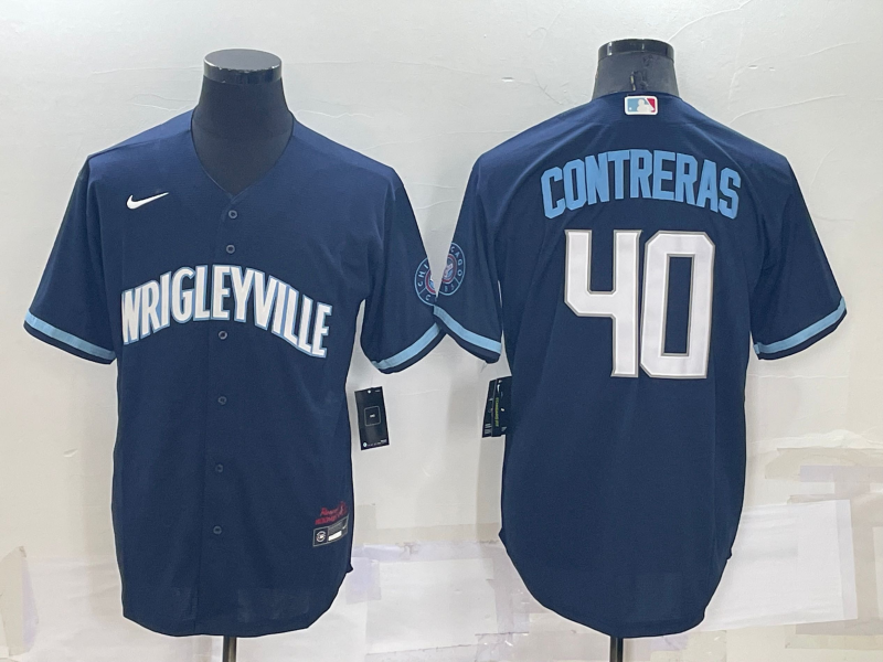 Men's Chicago Cubs Willson Contreras #44.8 Navy Replica Baseball Jersey