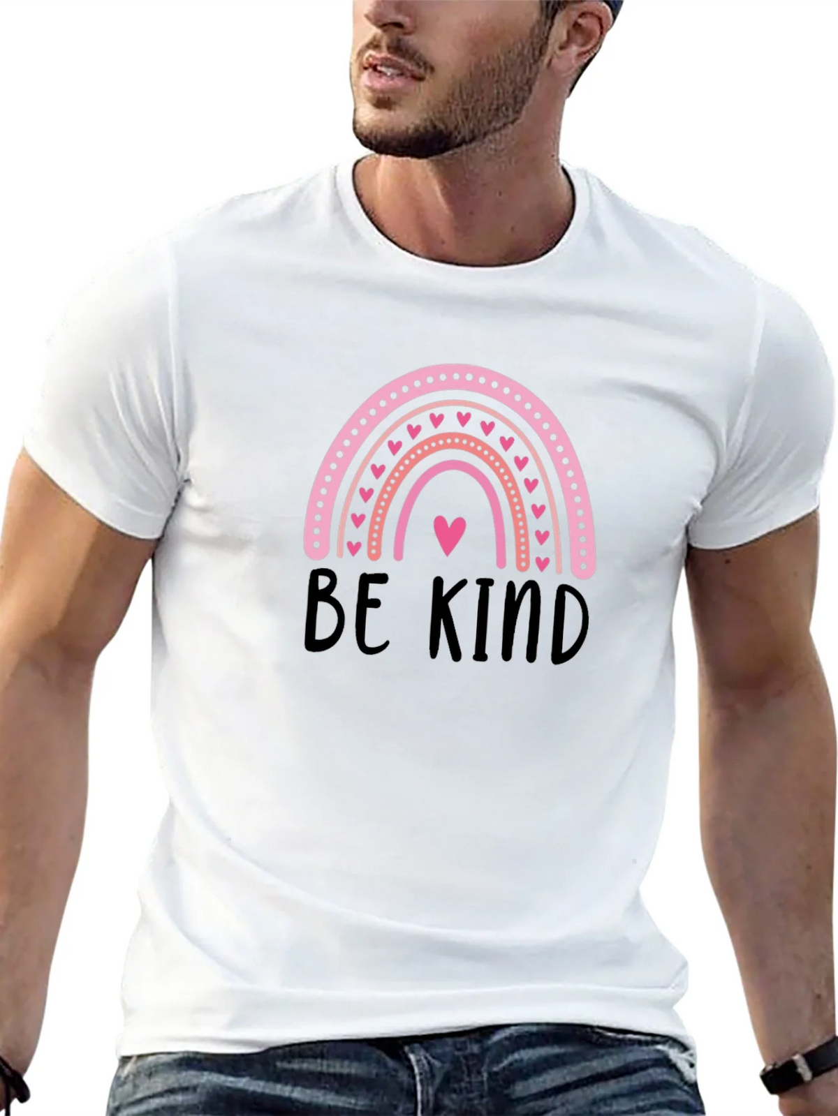 Be Kind Rainbow Heart Graphic T-Shirt