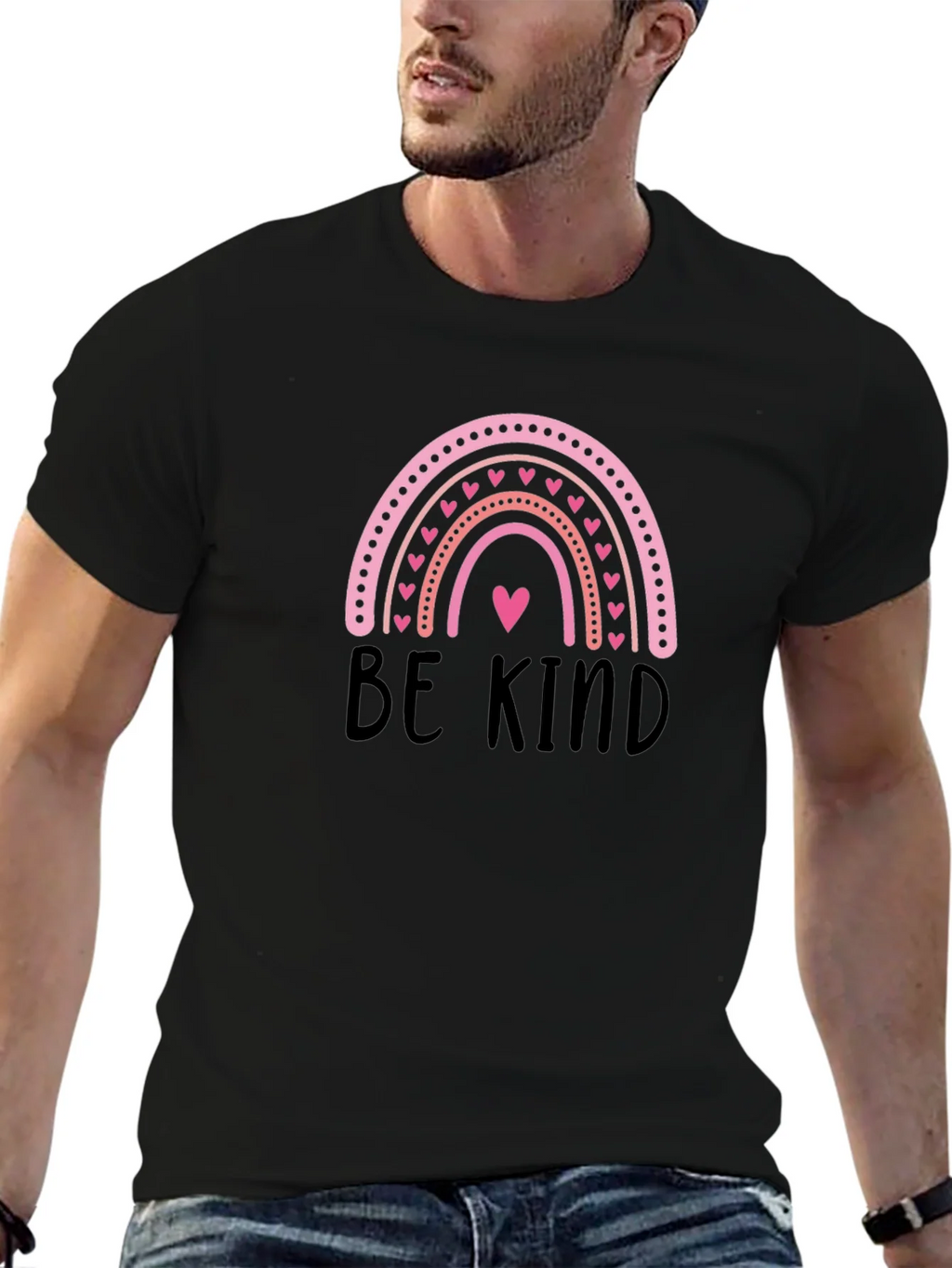 Be Kind Rainbow Heart Graphic T-Shirt