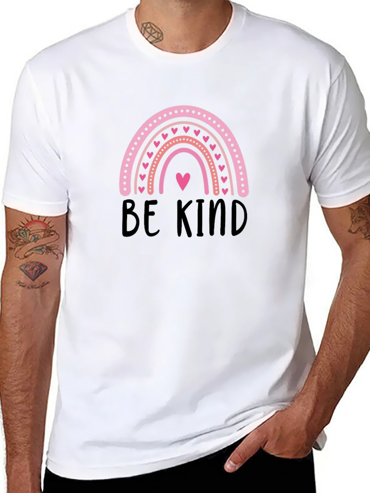 Be Kind Rainbow Heart Graphic T-Shirt