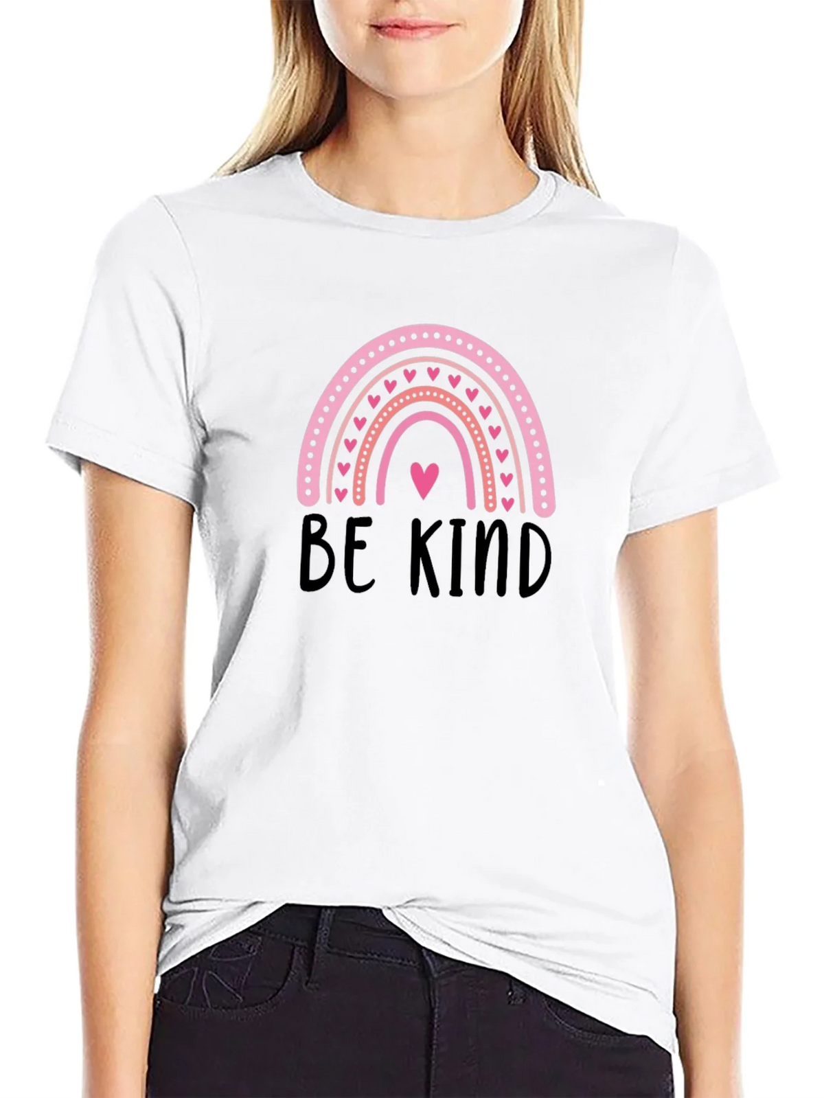 Be Kind Rainbow Heart Graphic T-Shirt