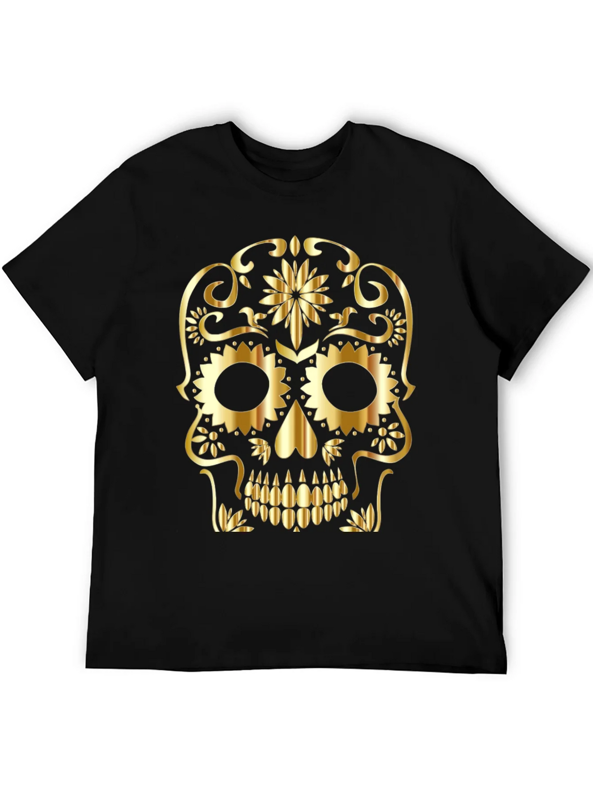 Golden Sugar Skull Graphic Tee