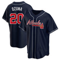 A.Braves #20 Marcell Ozuna Player Navy Game Baseball Jerseys
