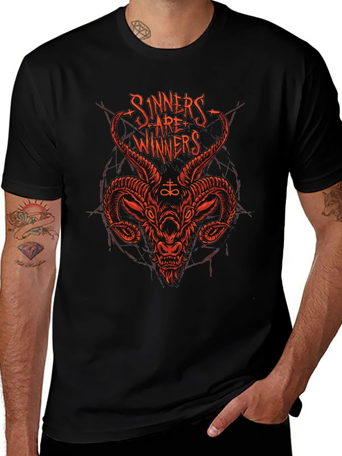 Sinners are Winners Graphic Tee - Black Cotton T-Shirt