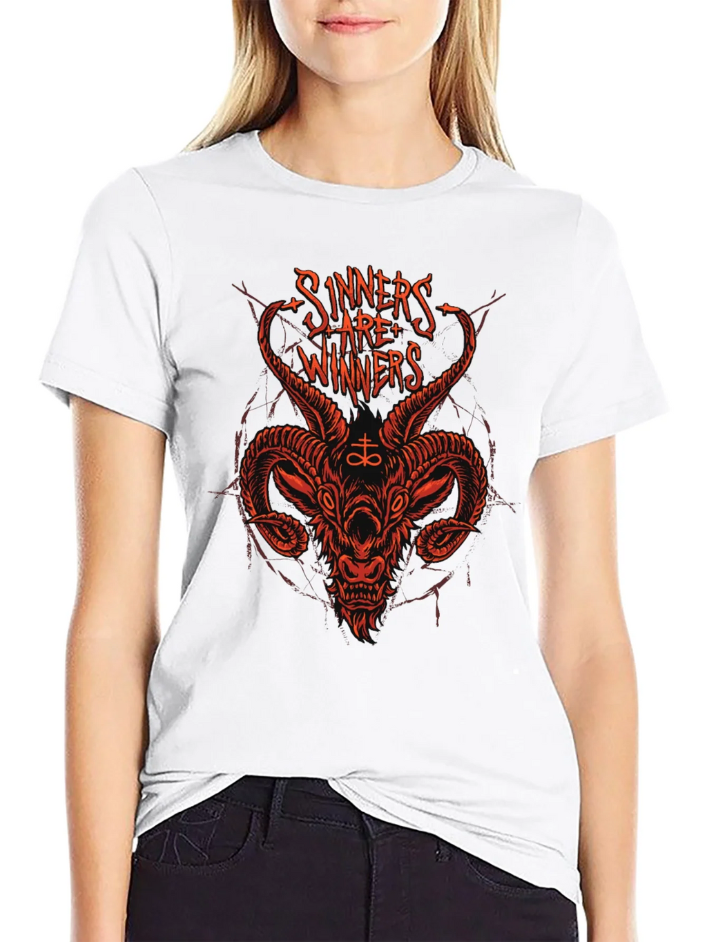 Sinners are Winners Graphic Tee - Black Cotton T-Shirt