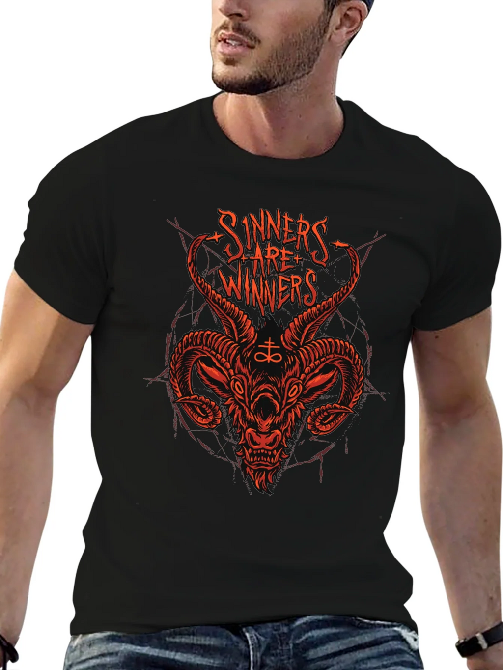 Sinners are Winners Graphic Tee - Black Cotton T-Shirt