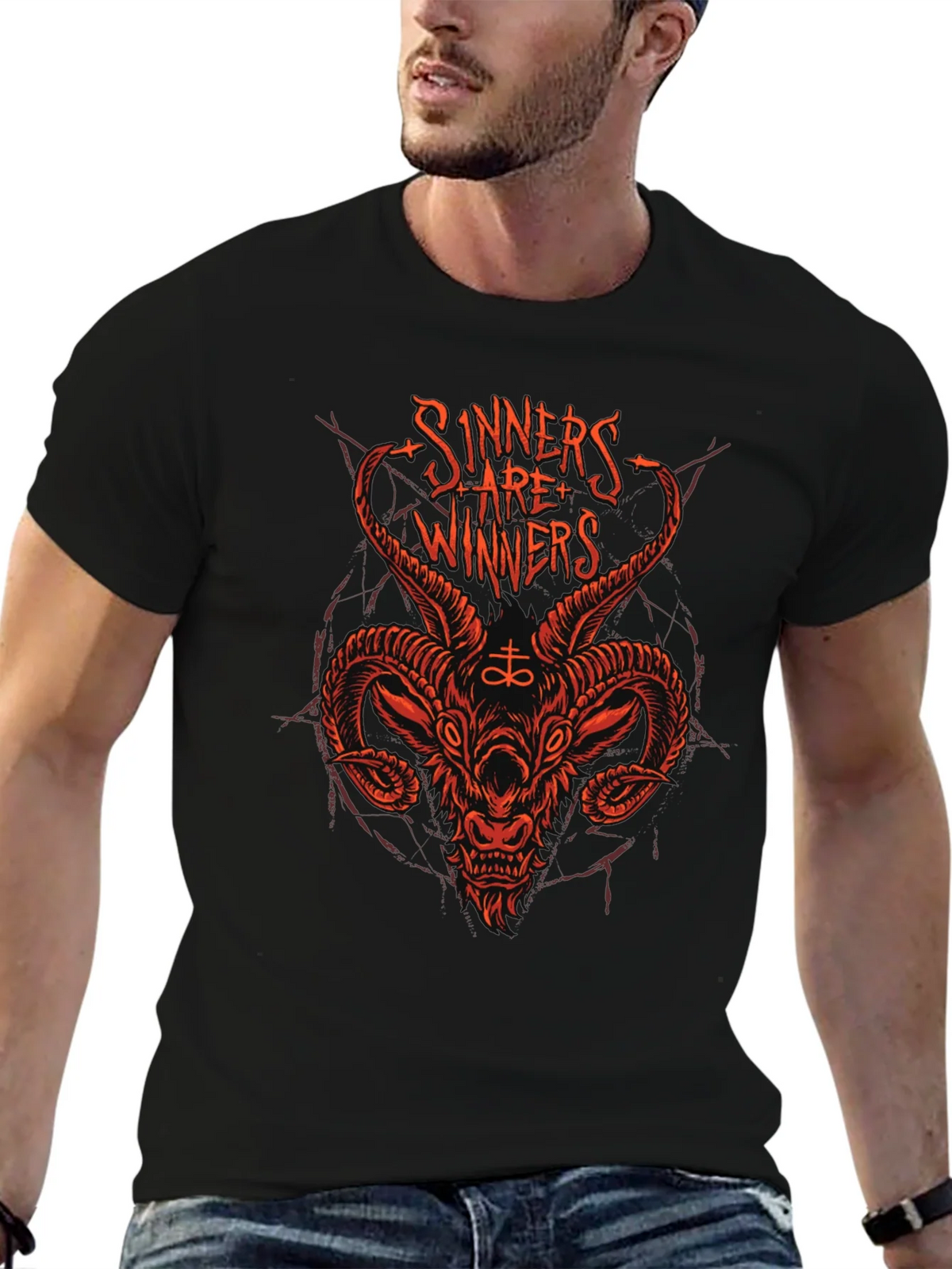 Sinners are Winners Graphic Tee - Black Cotton T-Shirt