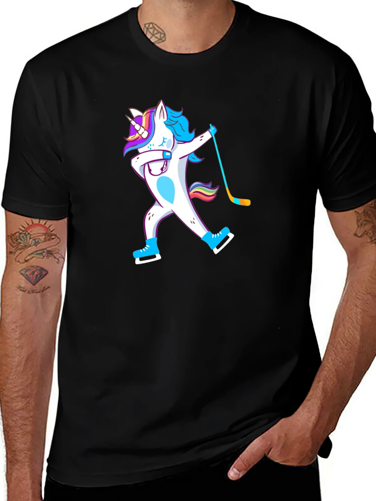Unicorn Dabbing Hockey Player T-Shirt