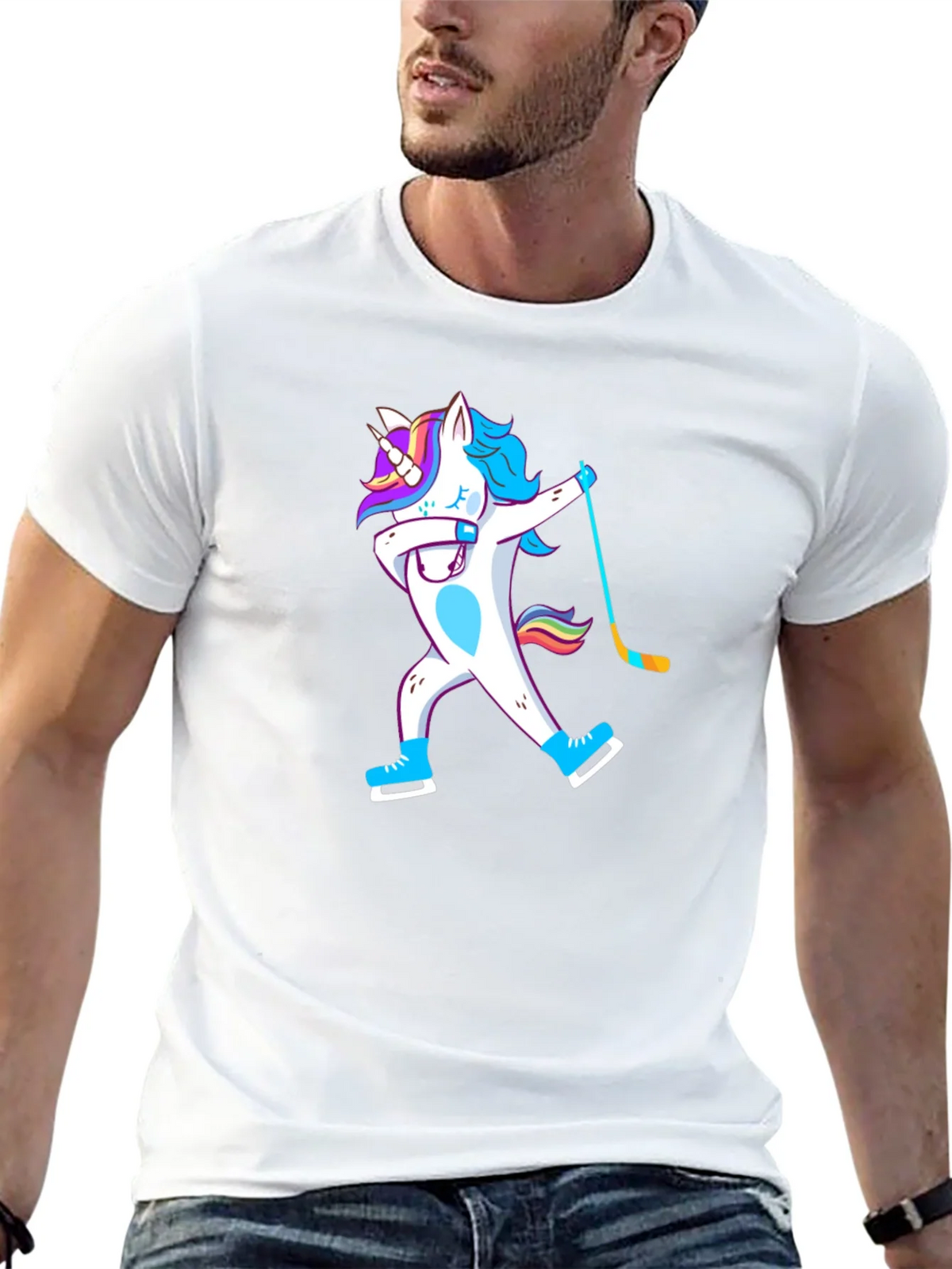 Unicorn Dabbing Hockey Player T-Shirt
