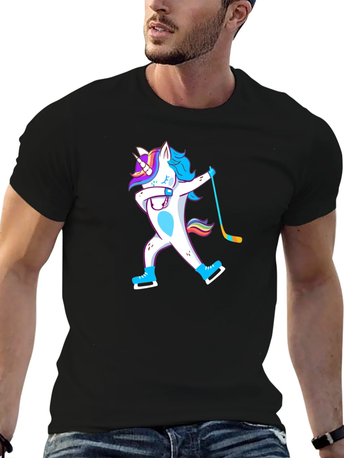 Unicorn Dabbing Hockey Player T-Shirt