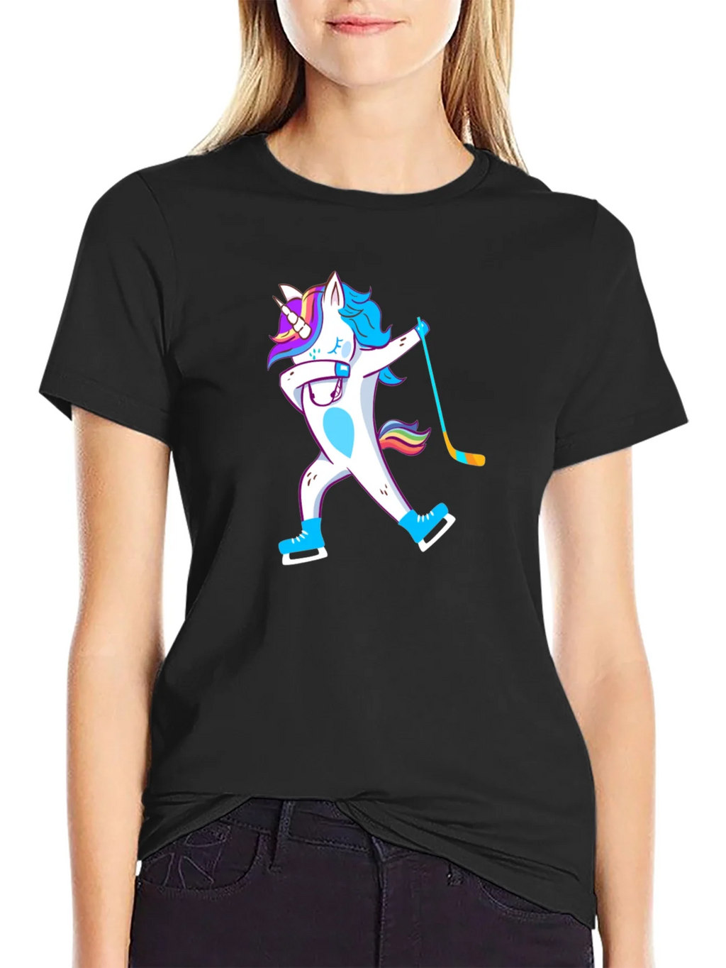 Unicorn Dabbing Hockey Player T-Shirt