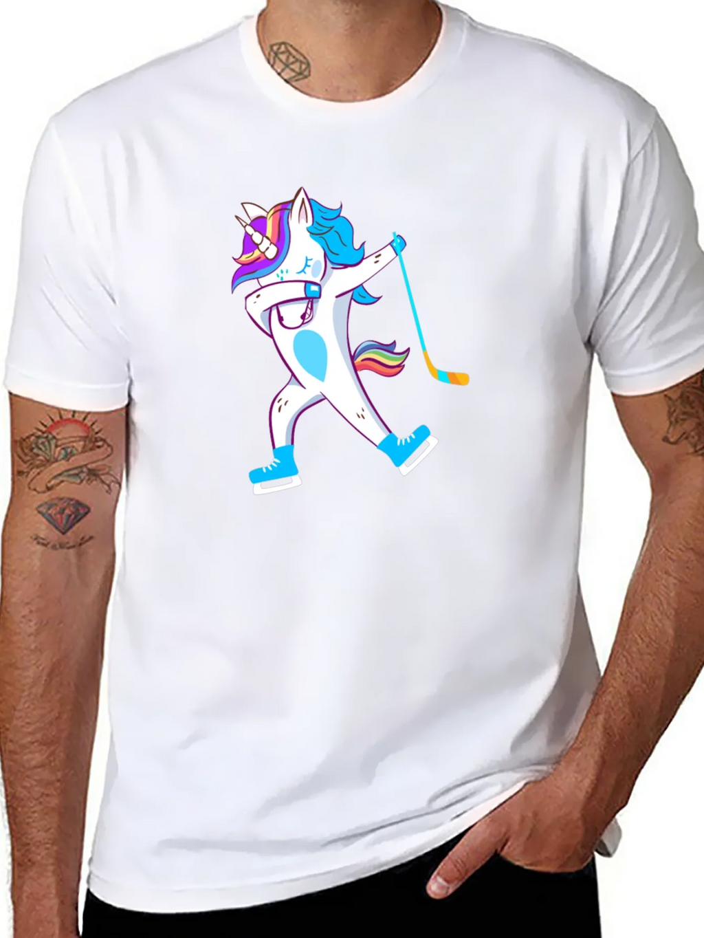 Unicorn Dabbing Hockey Player T-Shirt