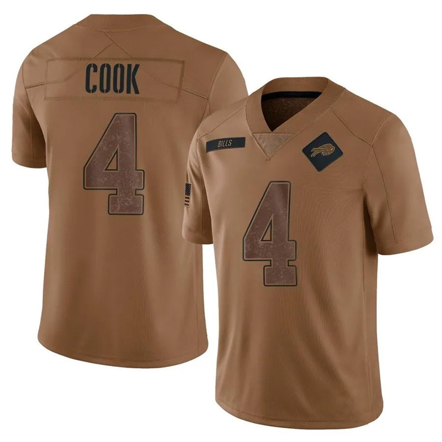 B.Bills #4 James Cook Player Brown Salute To Service Limited Football Jerseys