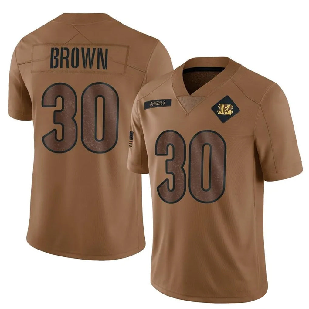 C.Bengals #30 Chase Brown Player Brown Salute To Service Limited Football Jerseys