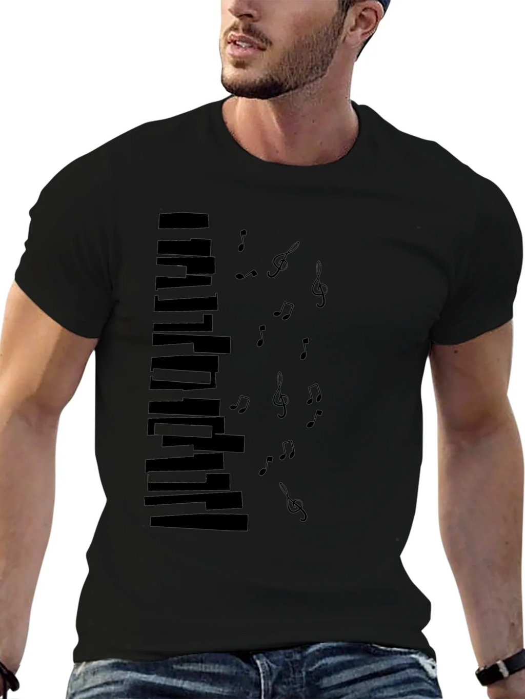Musical Keys Graphic Black T-Shirt