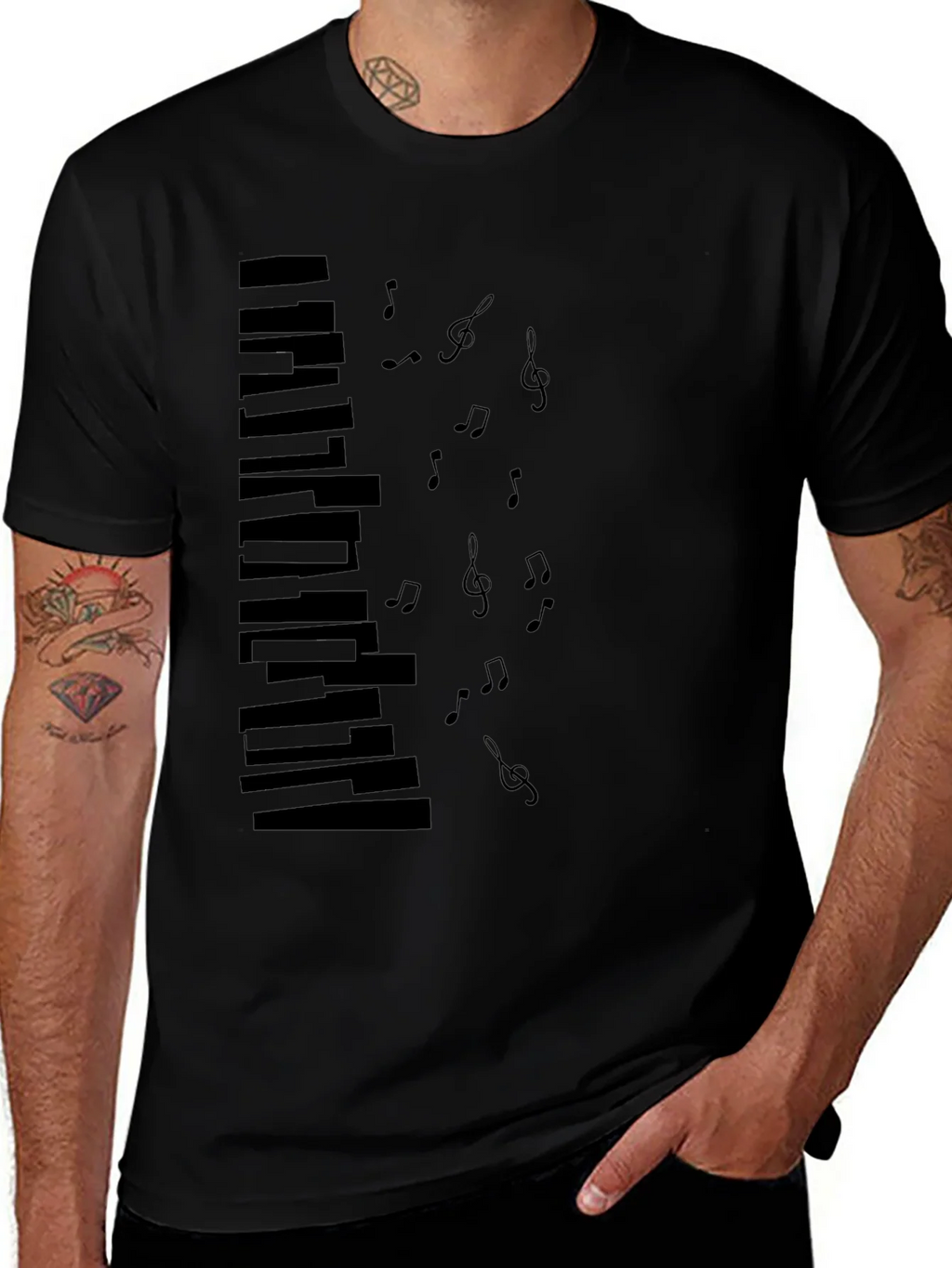 Musical Keys Graphic Black T-Shirt