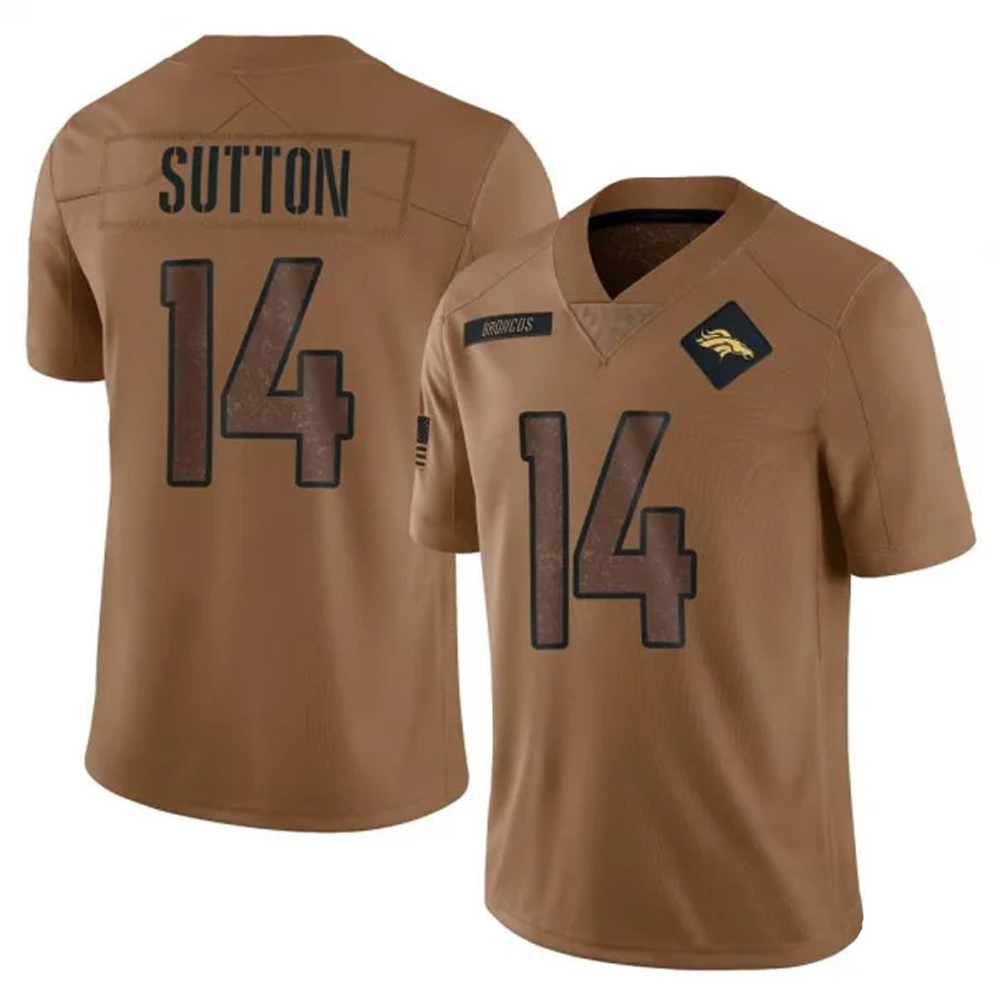 D.Broncos #14 Courtland Sutton Player Brown Salute To Service Limited Football Jerseys
