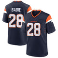 D.Broncos #28 Tyler Badie Player Navy Home Game Football Jerseys