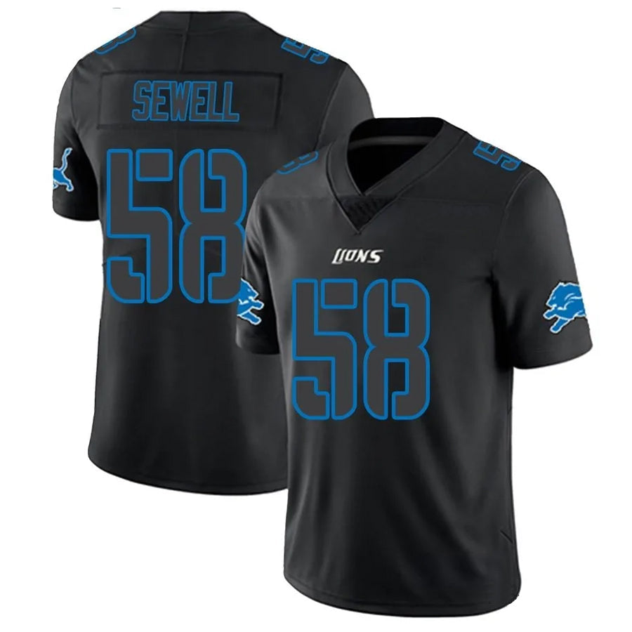 D.Lions #58 Penei Sewell Player Limited Black Impact Football Jerseys