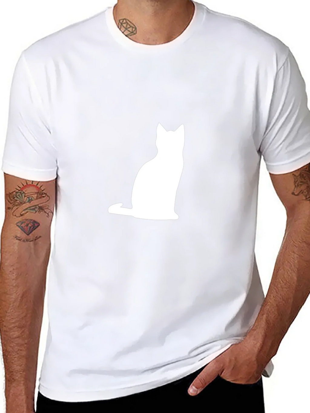 Cat Silhouette T-Shirt - Classic Black Tee