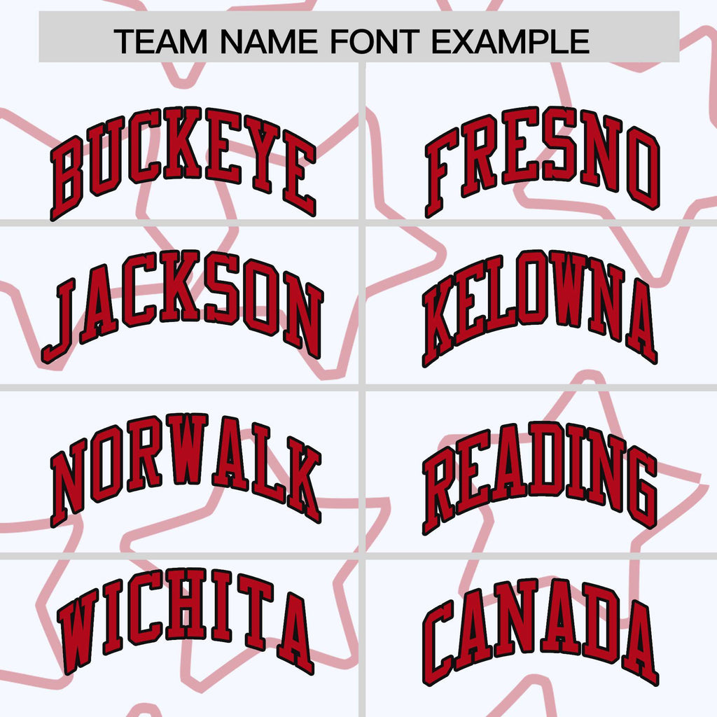 Custom White Red Varsity Full-Snap Star Pattern Letterman Baseball Jacket