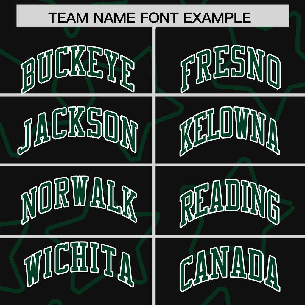 Custom Black Green Varsity Full-Snap Star Pattern Letterman Baseball Jacket