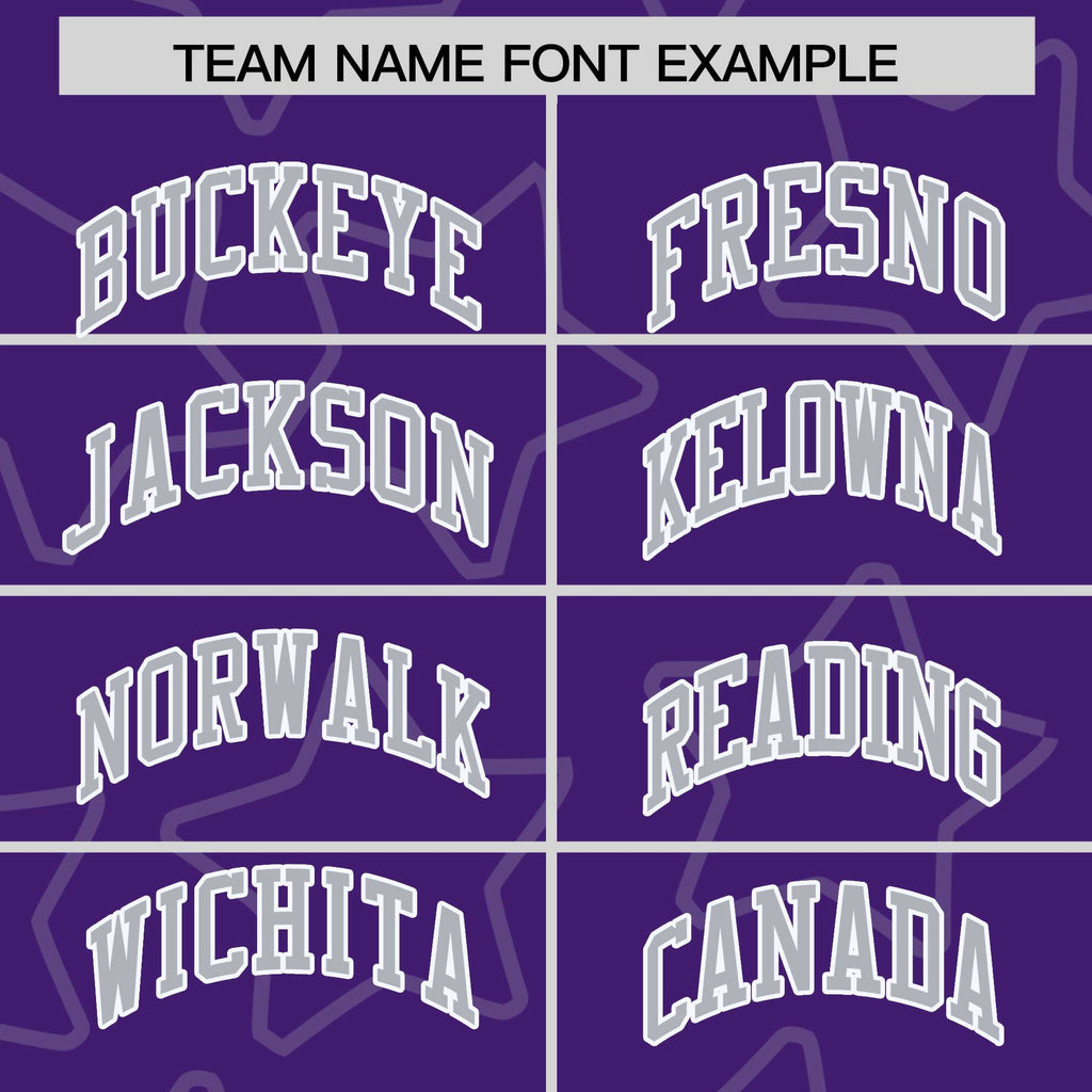 Custom Purple Gray Varsity Full-Snap Star Pattern Letterman Baseball Jacket