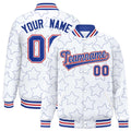 Custom White Royal Varsity Full-Snap Star Pattern Letterman Baseball Jacket