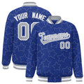 Custom Royal Gray Varsity Full-Snap Star Pattern Letterman Baseball Jacket