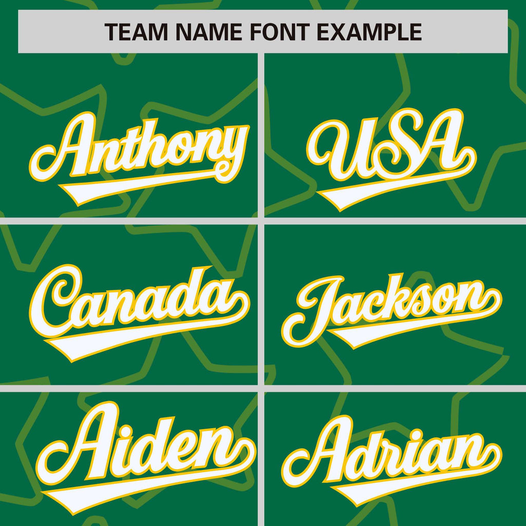 Custom Kelly Green Gold Varsity Full-Snap Star Pattern Letterman Baseball Jacket