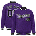 Custom Purple Black Varsity Full-Snap Star Pattern Letterman Baseball Jacket