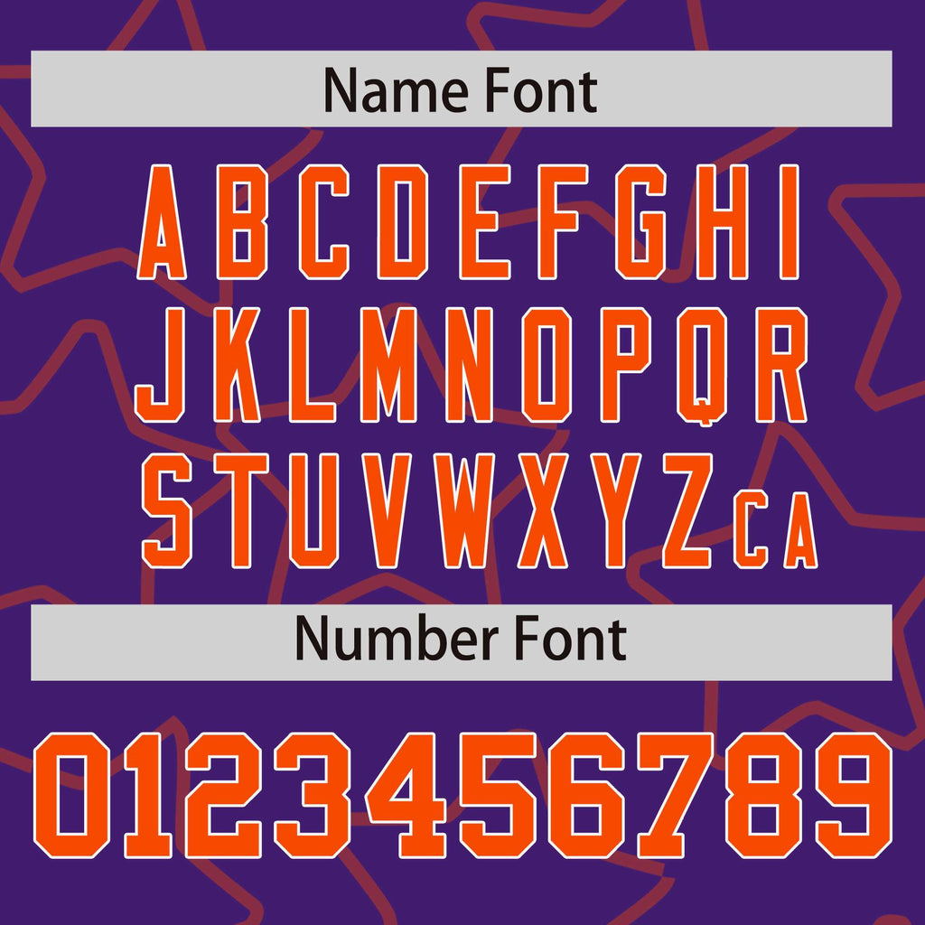Custom Purple Orange Varsity Full-Snap Star Pattern Letterman Baseball Jacket