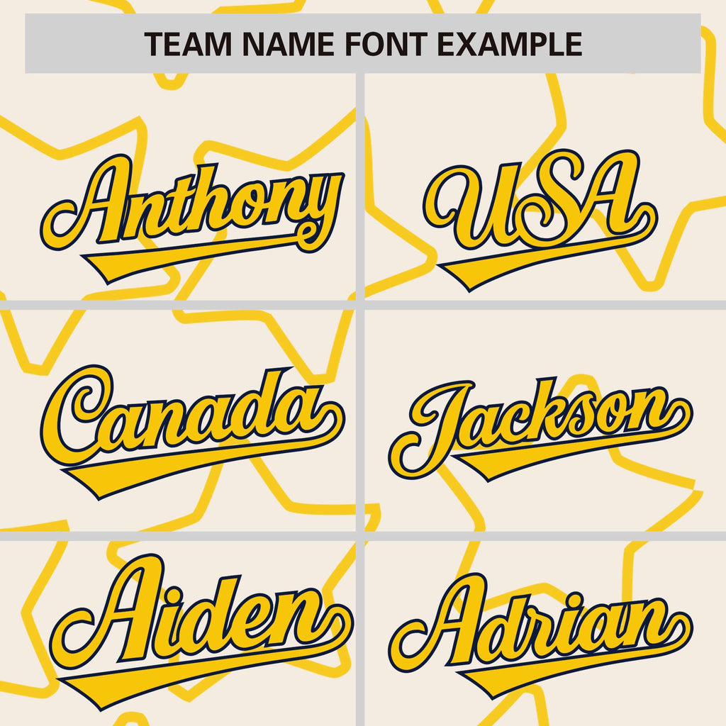 Custom Cream Gold Varsity Full-Snap Star Pattern Letterman Baseball Jacket
