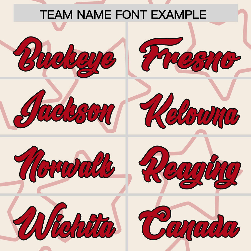 Custom Cream Red Varsity Full-Snap Star Pattern Letterman Baseball Jacket
