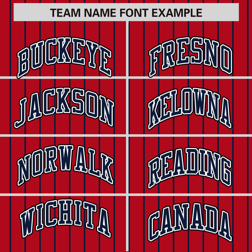 Custom Red Navy Raglan Sleeves Varsity Full-Snap Pinstripe Letterman Baseball Jacket