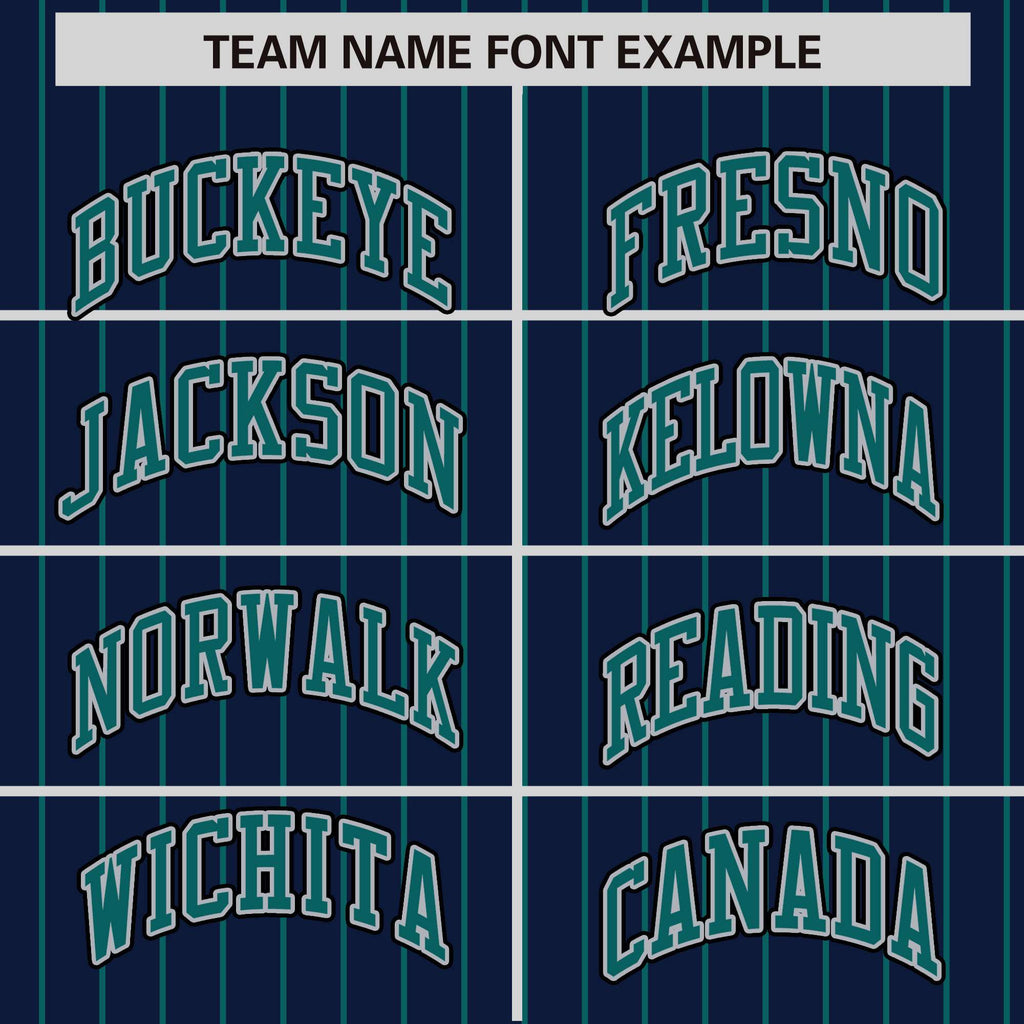 Custom Navy Aqua Raglan Sleeves Varsity Full-Snap Pinstripe Letterman Baseball Jacket
