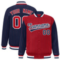 Custom Red Navy Raglan Sleeves Varsity Full-Snap Pinstripe Letterman Baseball Jacket
