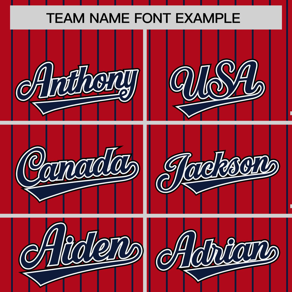 Custom Red Navy Raglan Sleeves Varsity Full-Snap Pinstripe Letterman Baseball Jacket
