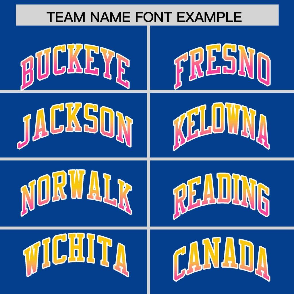 Custom Royal Gold-Pink Gradient Varsity Full-Snap Raglan Sleeves Baseball Jacket