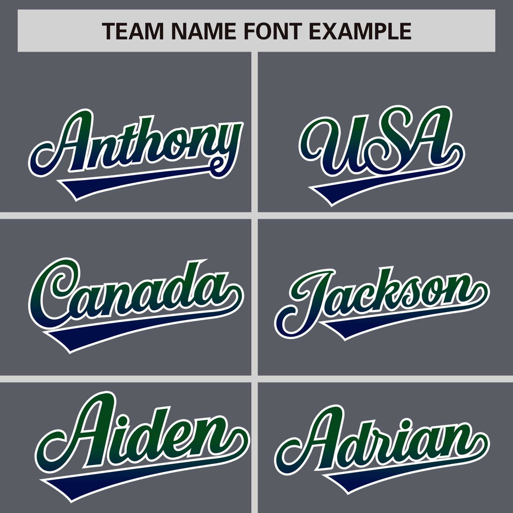 Custom Dark Gray Green-Navy Gradient Varsity Full-Snap Raglan Sleeves Baseball Jacket