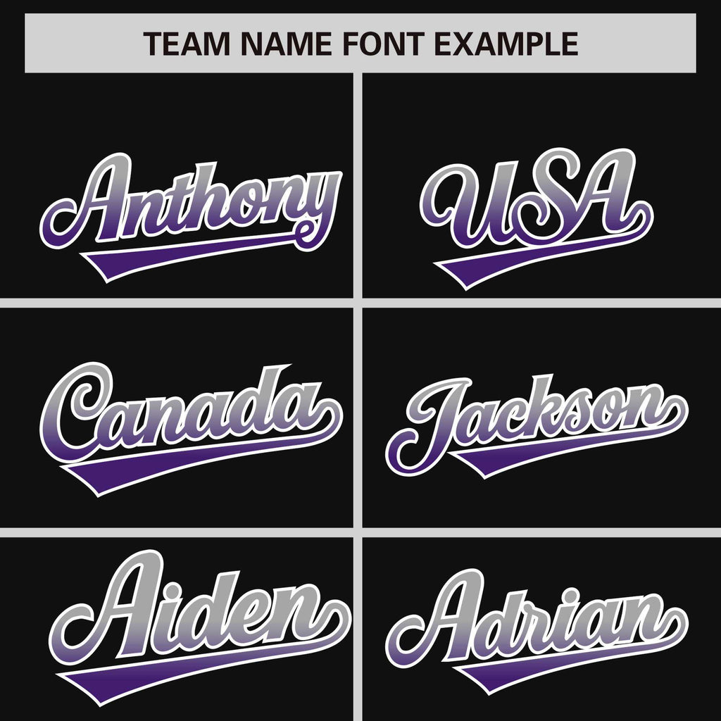 Custom Black Gray-Purple Gradient Varsity Full-Snap Raglan Sleeves Baseball Jacket