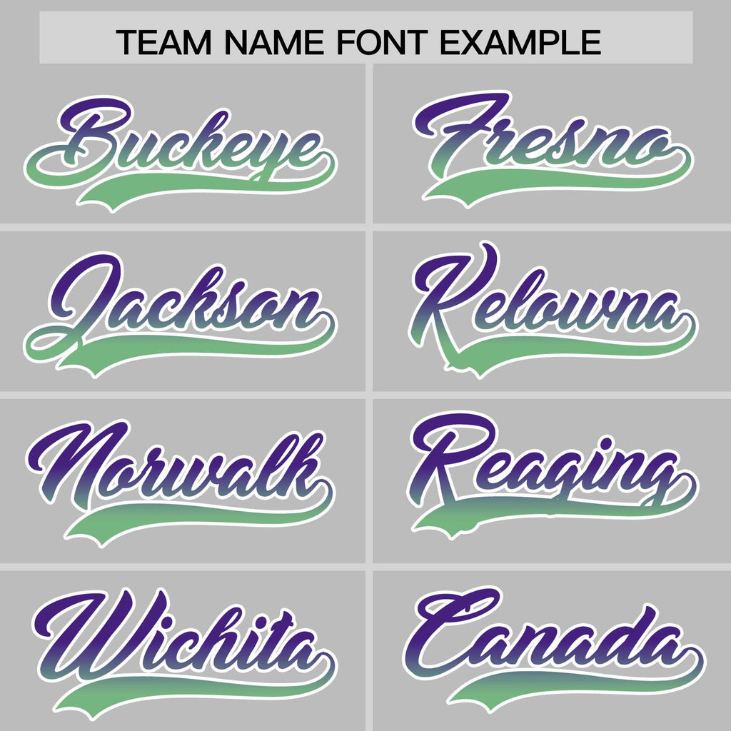 Custom Gray Purple-Green Gradient Varsity Full-Snap Raglan Sleeves Baseball Jacket