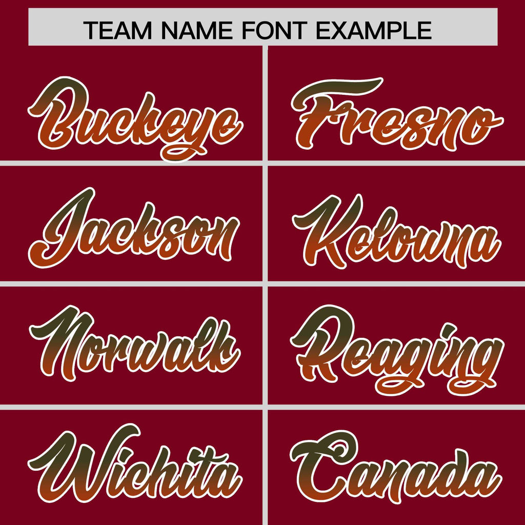 Custom Crimson Olive-Texas Orange Gradient Varsity Full-Snap Raglan Sleeves Baseball Jacket