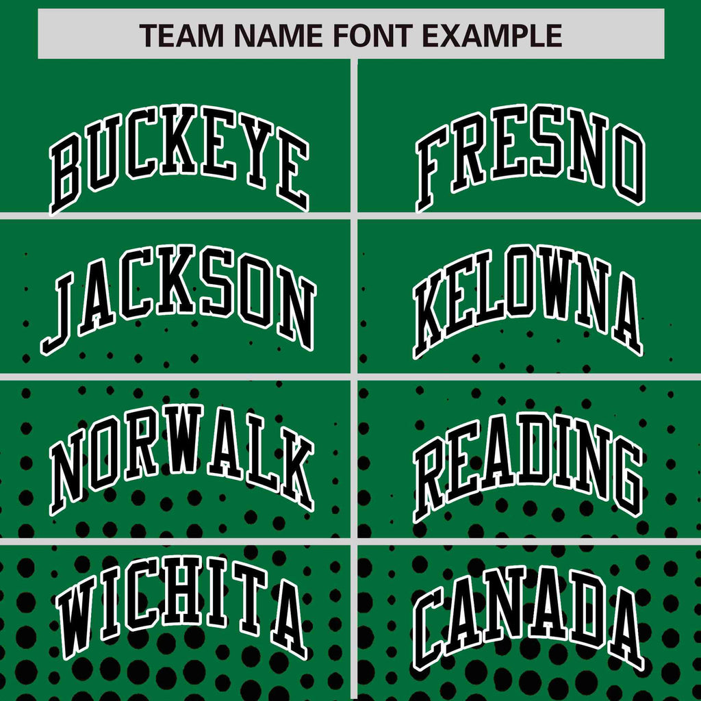 Custom Kelly Green Black Gradient Varsity Full-Snap Polka Dot Pattern Letterman Baseball Jacket