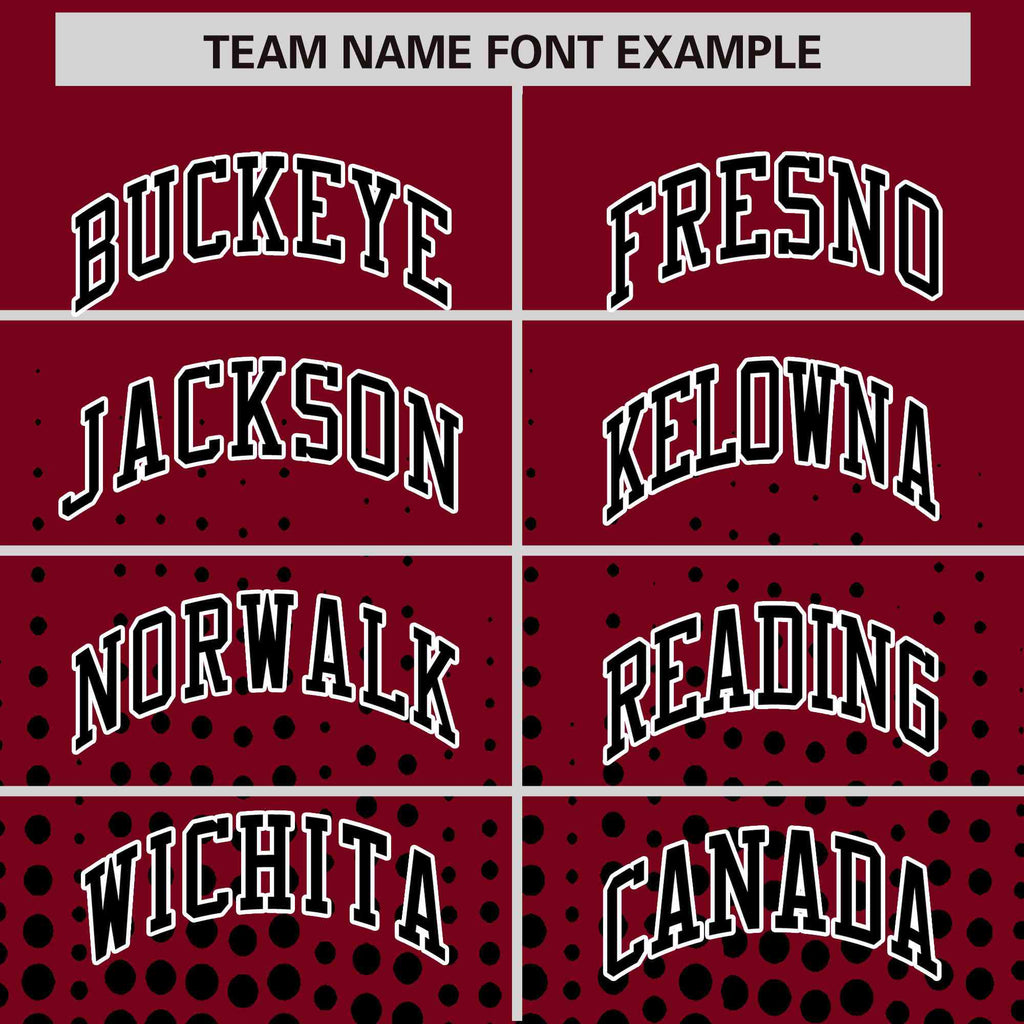 Custom Crimson Black Gradient Varsity Full-Snap Polka Dot Pattern Letterman Baseball Jacket