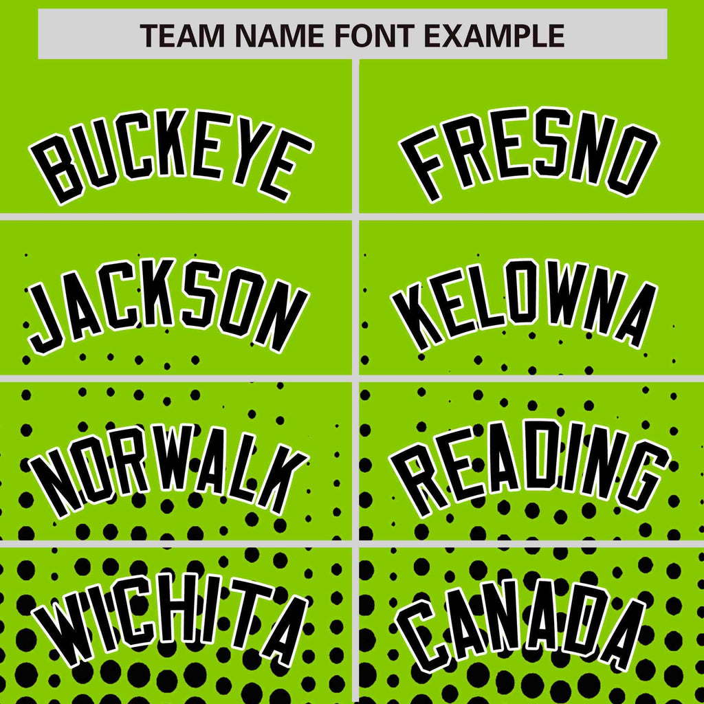 Custom Neon Green Black Gradient Varsity Full-Snap Polka Dot Pattern Letterman Baseball Jacket