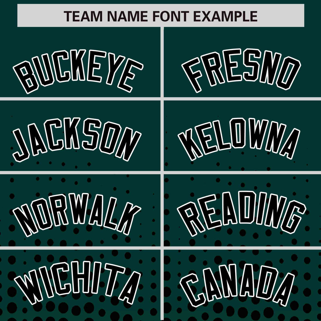 Custom Midnight Green Black Gradient Varsity Full-Snap Polka Dot Pattern Letterman Baseball Jacket